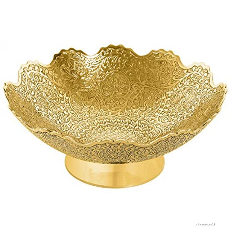 Zap Impex Messing dekorative trockene Obstschale Carving Arbeit Größe-9Schöne goldene Farbe Pfau Design Küchengeschirr Geschenk