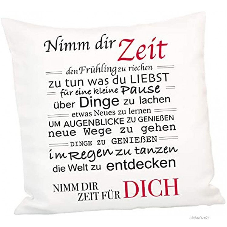 Geschenke 24 Kissen – Nimm Dir Zeit: Kissenbezug 40 x 40 cm Deko Kissen mit Spruch Sofa Kissen Partner Geschenke Geburtstagsgeschenk