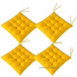 AGDLLYD 4er Set Stuhlkissen mit Bänder 40x40 cm Sitzpolster Auflage für Haus und Garten,für Innen- und Außenbereich geeignet Gelb
