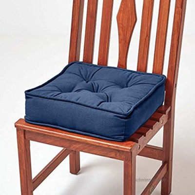 Homescapes gepolstertes Sitzkissen 40 x 40 cm blau dunkelblau 10 cm hohes Stuhlkissen mit Bändern Stuhlpolster Matratzenkissen für Stühle Bezug aus 100% Baumwolle