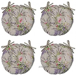 Vier Rund Stuhlkissen Set Kollektion Grosso mit Lavendel Blumen Abdruck aus Italienischer Stoff Durchmesser: 40 cm 80% Baumwolle 20% Polyester Fühlung: Hohlfaser