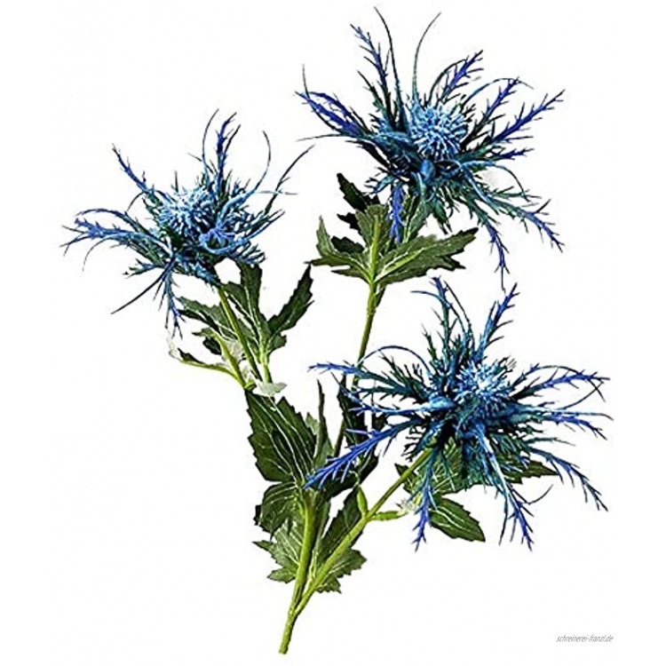 Apofly Künstliche Blumen Eryngium Disteln Bunch Simulation Blumen Kunstblumen Die Sich Echte Pflanzen 3-Gabel Fake Flowers Für Hauptdekor Mittelstücke Light Blue