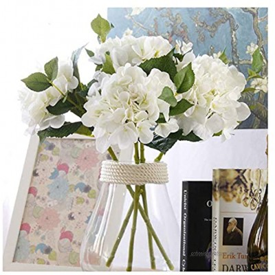 Famibay Seidenblumen Hortensie Künstlich Weiß 3 Stück Seide Gefälschte Blume Hortensie Blumenstrauß für Dekoration Weiß
