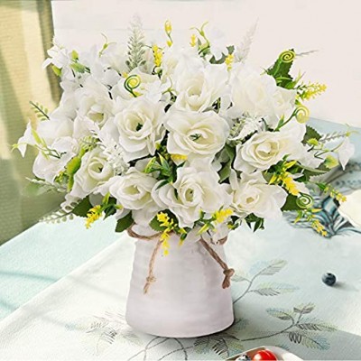 LESING Künstliche Blumen mit Vase Seidenblumen in Vase Gardenie Dekoration für Zuhause Tisch Büro Party weiß
