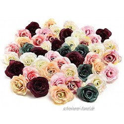 NWSX Künstliche Blumen Kunstblumen Köpfe Seidenblumen im Verlierer Schüttung Großhandel Seidenrose Blütenköpfe für Hochzeitsdekoration 30stücke 3.5CM Multicolor