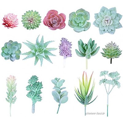 15PCS Künstliche Sukkulenten Realistische künstliche Pflanzen und Blumen Faux Sukkulenten Erstellen Sie künstliche Pflanzen Indoor Arrangements und ungetopfte gefälschte Pflanzen Dekor