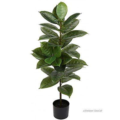Briful 40" 101.6cm Künstlicher Gummibaum Kunstpflanze Ficus Elastica Kunstbaum Deko Pflanze Zimmerpflanze 34 Blätter