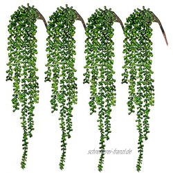 Cewor Künstliche Sukkulenten hängende Pflanzen künstliche Perlenschnur für Wand Haus Garten Dekoration Länge: jeweils 60 cm 4 Stück