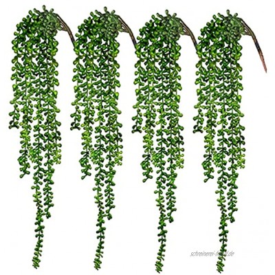 Cewor Künstliche Sukkulenten hängende Pflanzen künstliche Perlenschnur für Wand Haus Garten Dekoration Länge: jeweils 60 cm 4 Stück
