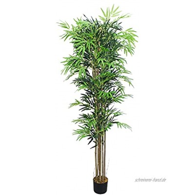Decovego Bambus Groß Kunstbaum Kunstpflanze Künstliche Pflanze mit Echtholz 210cm