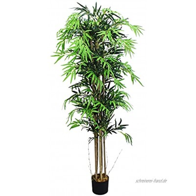 Decovego Bambus Kunstbaum Kunstpflanze Künstliche Pflanze mit Echtholz 120cm