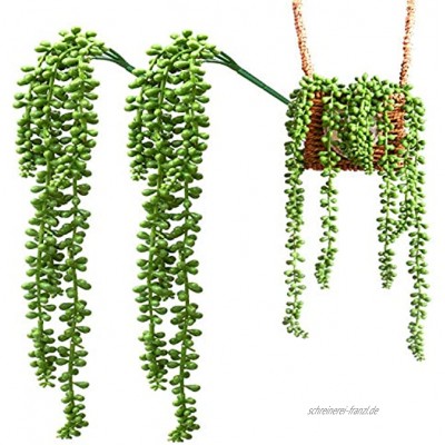 FUNVCE Sukkulenten Hängend Künstlich,2 Stück 36cm Realistische Pflanzen Gefälschte Strukturierte Sukkulenten für Garten Hochzeit Party Wanddekoration