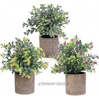 Künstliche Pflanzen Kunstblumen im Topf 3 Stück Pflanze Künstliche Mini Pflanzen Deko für Küche Bad Schlafzimmer