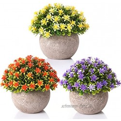 Künstliche Topfpflanze 3 Stücke Künstliche Blumen mit Töpfen Künstliche Pflanzen Tischdeko Haus Balkon Büro fensterbank deko 3 Farbe