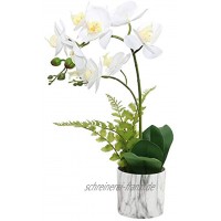 Olrla künstliche Orchideenblumen Pflanze im Marmortopf dekorative echte Berührung gefälschte Phalaenopsis Bonsai Esstisch Herzstück Badezimmer Ornament Weiß 2