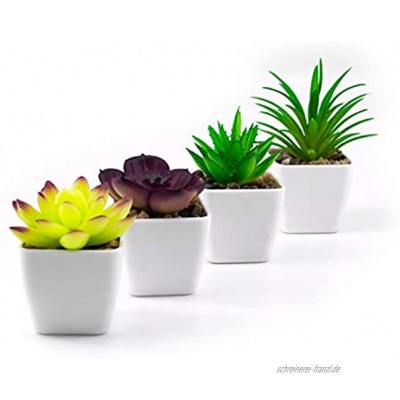 Sukkulenten Künstlich 4 Stück Süße Deko Pflanzen im Topf Künstliche Pflanze für zu Hause Büros Badezimmer Bücherregal TV-Tisch Toiletten Deko