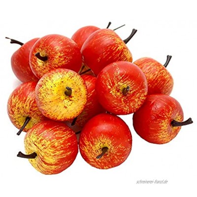12 x Deko Äpfel klein 3,5cm gelb rot orange matt künstlich Früchte TOP
