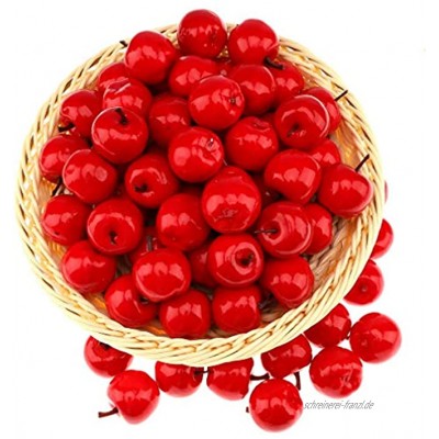 Gresorth 30 Stück Künstliche Lebensechte Mini Rot Apfel Deko Gefälschte Früchte Obst Party Festival Dekoration