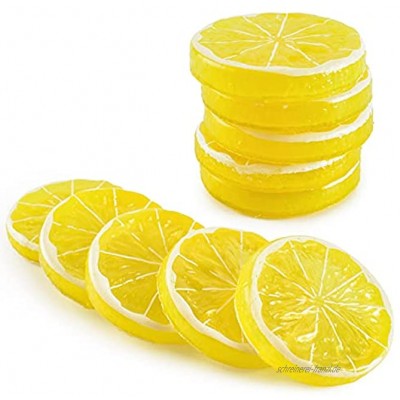 HUIANER Künstliche Zitronenscheiben künstliche Früchte sehr simuliert lebensechtes Modell für Zuhause Party-Dekoration Gelb 10 Stück