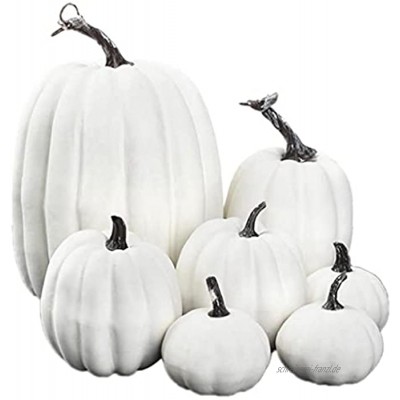 SouiWuzi Halloween Weiße Künstliche Kürbisse Herbst Ernte Simulation Schaum Kürbisse Tabletop Herzstück 7pcs Halloween Dekorationen