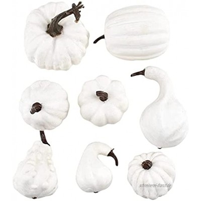 8 stücke Künstliche Kürbisse Halloween Weiße künstliche Kürbisse Herbst Dekoration für Ernte