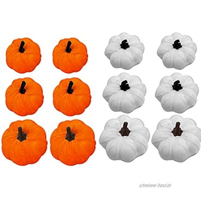 MOOVGTP 12 Stück künstlicher Schaumstoff-Mini-Kürbis Herbsternte Simulationskürbisse weiß orange kleine Kürbisse für Halloween Erntedankfest Party-Dekoration