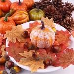 UMIPUBO Künstliche Kürbisse für Halloween Herbstdekoration gemischte farbige Ahornblätter Mini-Kürbis Tannenzapfen für Weihnachten Erntedankfest Herbsternte hängende Ornamente
