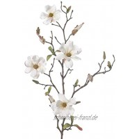 artplants.de Deko Magnolienzweig Marga mit 4 Blüten und Knospen weiß 50cm Kunstzweig Künstliche Magnolie