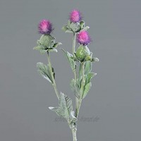 mucplants Künstlicher Distelzweig Lila mit 3 Distelköpfen Kunstzweig Kunstblumen Künstliche Blumen Seidenblumen Kunstpflanze