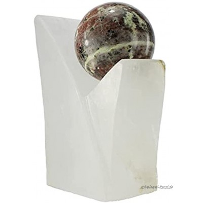 Budawi® Quellstein aus Selenit mit Mamor Kugel für Kugelbrunnen Zimmerbrunnen