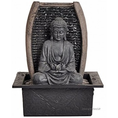 Dehner Zimmerbrunnen Zen-Buddha mit LED Beleuchtung ca. 26 x 21 x 18 cm Polyresin grau