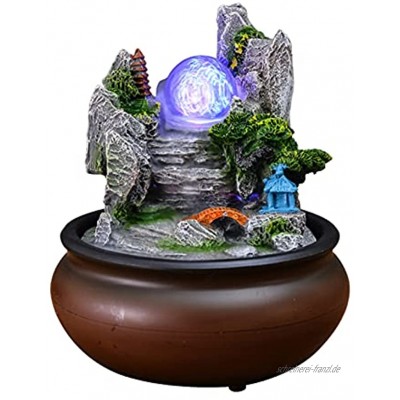 Xuejuanshop Zimmerbrunnen Indoor-Tisch-Brunnen-Brunnen-Mini-Wasser-Feature-Büro Lucky Feng Shui Ball Desktop-Brunnen-Wohnzimmer Büro-Dekoration Wasserfallbrunnen Color : C