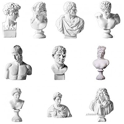 ARRIVEOK Berühmte Skulptur Gipsbüste Statue griechische Mythologie Figur Gipsportraits nordischer Stil Zeichnung Praxis Handwerk Heimdekoration ein Set von 10