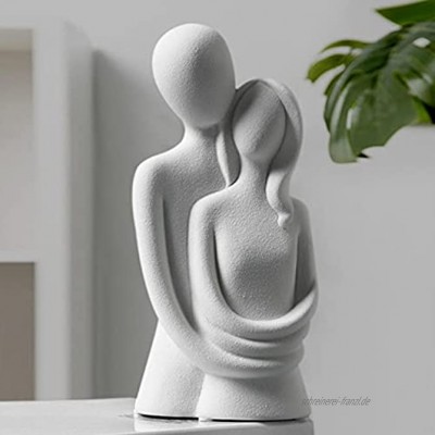 AUTUUCKEE Keramik-Skulptur abstrakt modern Geschenk Schreibtisch Heimdekoration Paar-Statue Ornamente weiß