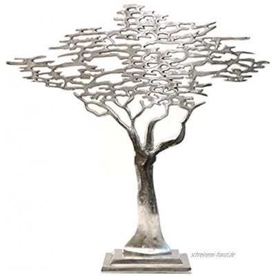 Belle Arte Skulptur Baum Aluminium raw Silber modern Landhaus Dekofigur 60 cm