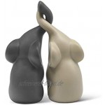FeinKnick Harmonisches Elefanten Pärchen aus Keramik in Beige & Grau Moderne Skulptur als Paar aus Zwei einzelnen Elefanten Deko-Figur 16 cm hoch Elefant