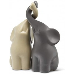 FeinKnick Harmonisches Elefanten Pärchen aus Keramik in Beige & Grau Moderne Skulptur als Paar aus Zwei einzelnen Elefanten Deko-Figur 16 cm hoch Elefant