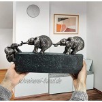 FeinKnick Skulptur “Familienbande” Zeitloses Symbol für Zusammenhalt in der Familie & im Team Elefanten Dekoration aus Marmorit 43 cm lang Deko Figur Elefant