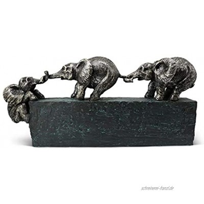 FeinKnick Skulptur “Familienbande” Zeitloses Symbol für Zusammenhalt in der Familie & im Team Elefanten Dekoration aus Marmorit 43 cm lang Deko Figur Elefant