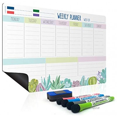 Wochenplaner abwischbar mit Magnet Haushaltsplaner Familie Magnetisch Kühlschrank Kalender und Memoboard Magnetisches Whiteboard Calendar Hochwertige Wochen- und Monatsplaner