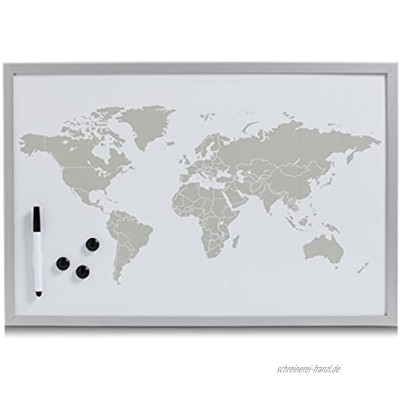 Zeller 11573 Magnet- Schreibtafel 'World' alugrau ca. 60 x 40 cm