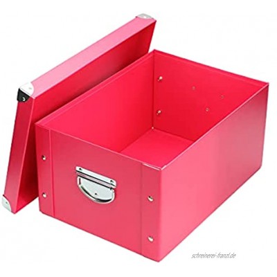 GUOZI Dekorative Aufbewahrungsbox mit Deckel zusammenklappbar stapelbar Metallverstärkte Ecken Rose Red 35 * 25 * 17.5cm