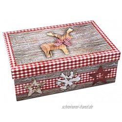 Heku Geschenkbox ~ Elch mit Schleife Weihnachten rot grau Natur ~ 21,5x12,5x8cm ~ 527826 ~ Kiste Box aus Pappe