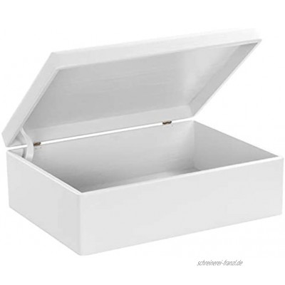 LAUBLUST Holzkiste mit Deckel 40x30x14cm Weiß FSC® Aufbewahrungskiste | Erinnerungsbox | Bastel- & Geschenkkiste