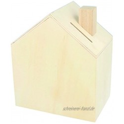 Artemio 14002221 Spardose zum Dekorieren Haus Holz 12 x 14,5 x 8 cm