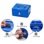 Kleine Geldkassette mit Tastensperre tragbare Metall-Spardose mit Doppelschicht und 2 Schlüsseln für Sicherheit 12,5 * 10 * 5,6 cm S Blau