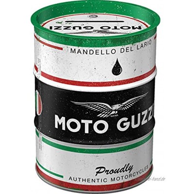 Nostalgic-Art Retro Ölfass-Spardose Moto Guzzi Motorcycle Oil – Geschenk-Idee für Motorrad-Fans Metall-Sparschwein Vintage Sparbüchse 600 ml