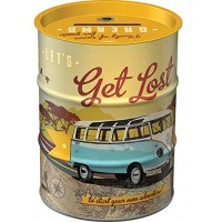 Nostalgic-Art Retro Spardose Volkswagen Bulli – Let's Get Lost – VW Bus Geschenk-Idee Sparschwein aus Metall Vintage Sparbüchse aus Blech 600 ml