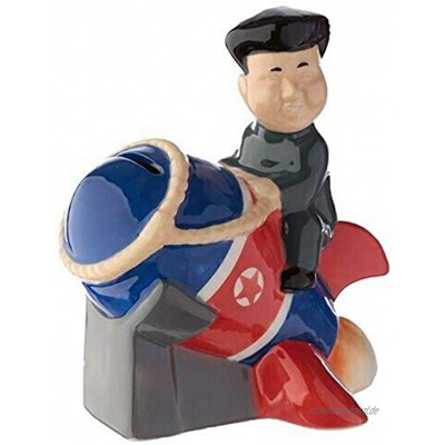 Spardose Kim Jong Un aus Keramik mit Gummistopfen witzige kleine Sparbüchse als Dekofigur Sparschwein-Ersatz oder Geldgeschenk-Verpackung Maße: 14 x 11 x 9 cm. Geschenkverpackung.