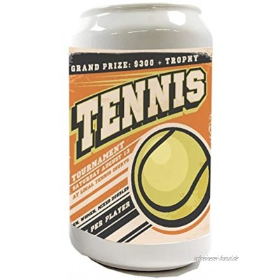 Spardose Sparbüchse Geld-Dose Wiederverschließbar Farbe Weiß Fun Tennis Keramik Bedruckt